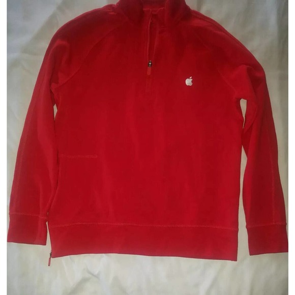 Apple Myrrh Red Quarter 1/4 Zip Pullover Sweater Uniform Size Small - Picture 2 of 8